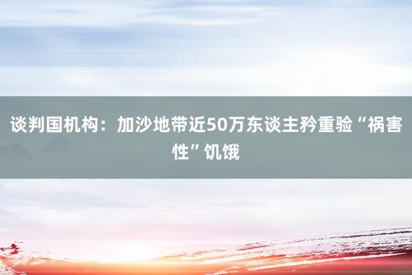 谈判国机构：加沙地带近50万东谈主矜重验“祸害性”饥饿