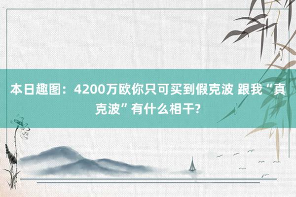 本日趣图：4200万欧你只可买到假克波 跟我“真克波”有什么相干?